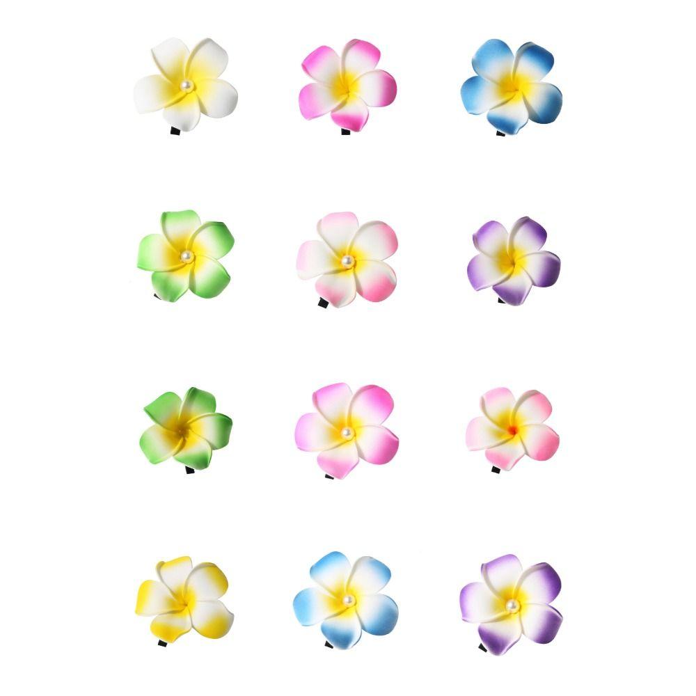 Frangipani Flower Hair Clip Plastic Girls Duckbill Clip Sweet Gradient Flower Hairpins Streetwear