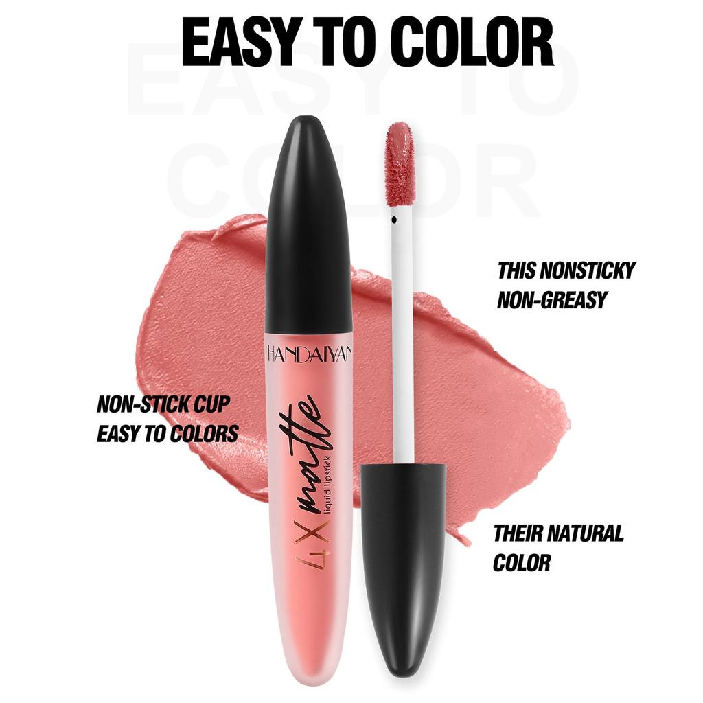 HANDAIYAN Matte Waterproof Lip Gloss Sexy Lipgloss Liquid Lipstick Nude Pink Purple Makeup Long Lasting Tinted Lip Glaze