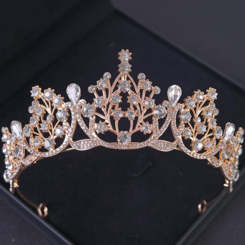 Baroque Vintage Princess Queen Bridal Crown Headwear Crystal Tiara For Women Wedding Crown Hair Dress Accessories Jewelry Crown