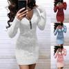 Women's Fall Long Sleeve Bodycon Maxi Dresses Sexy Ruched Neck Slim Fit Cocktail Party Dress Knit Dress