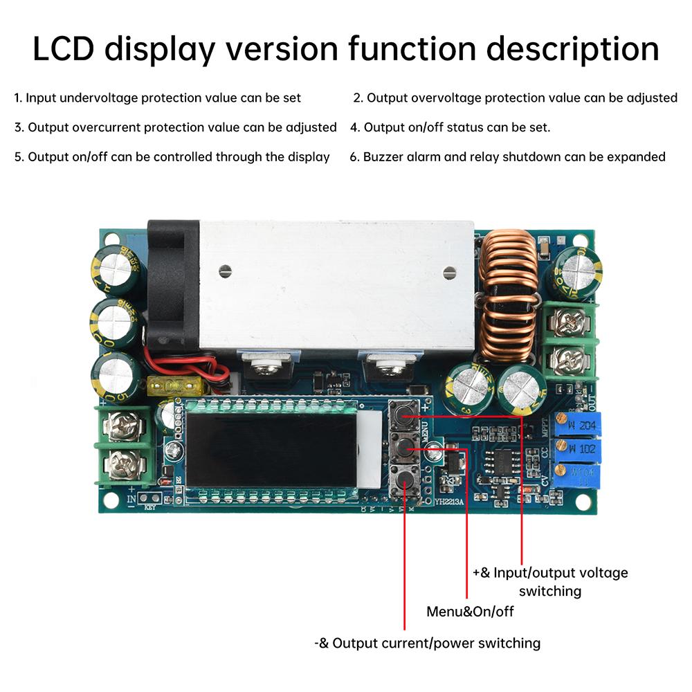 DC 10-75V to DC 2-60V 0.1-20A Adjustable Step-Down Module Mppt Solar Charger Constant Voltage Regulator Buck Converter