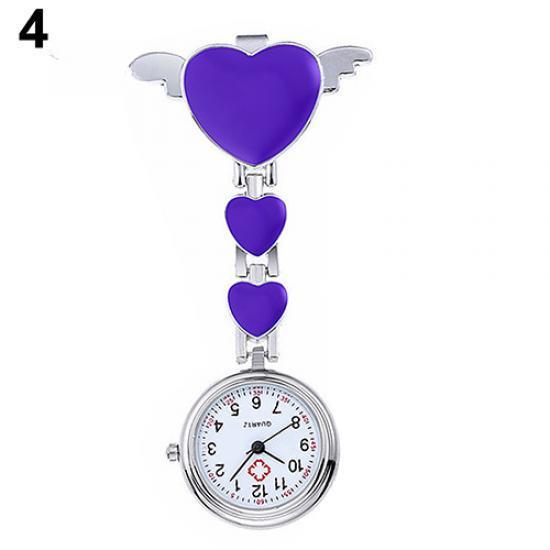 Women Lady Cute Love Heart Quartz Clip-on Nurse Pocket Watch