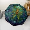 Oceanic Fantasy Creature pattern umbrella, portable and foldable design, 8 ribs, a casual accessory for Halloween, Christmas, and birthday gifts.