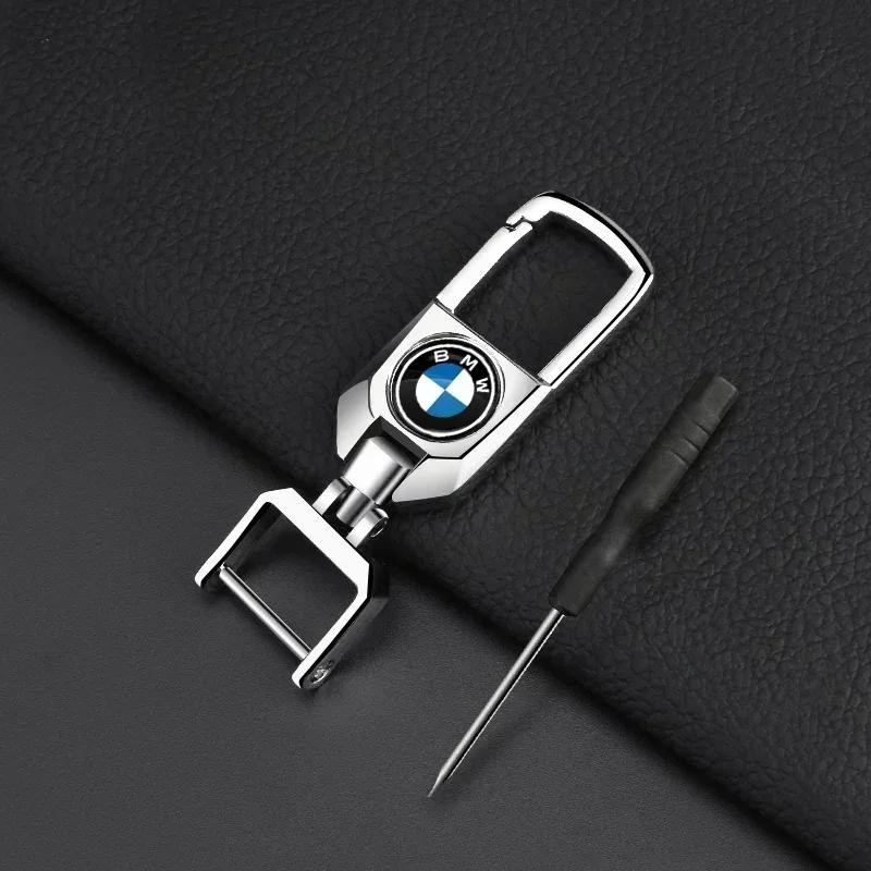For BMW E36 E46 E90 E60 E39 F30 F10 F20 X5 E70 E53 G30 E91 E92 E93 Metal Leather Car Keychain Key Ring Decor Car Accessories