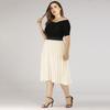 Plus Size Women Spring Autumn Solid Color High Waist Pleated Mediumn Long Skirt L-4Xl
