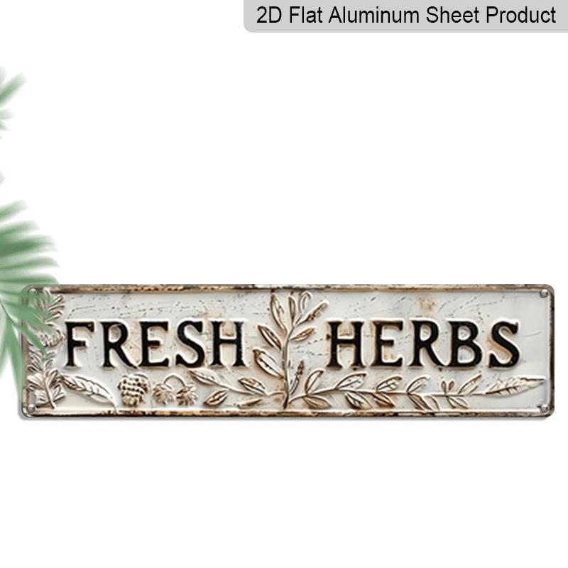 Винтажная металлическая табличка "Свежие травы", алюминиевый цветочный знак в стиле кантри для дома и улицы, 15,7×3,94 дюйма