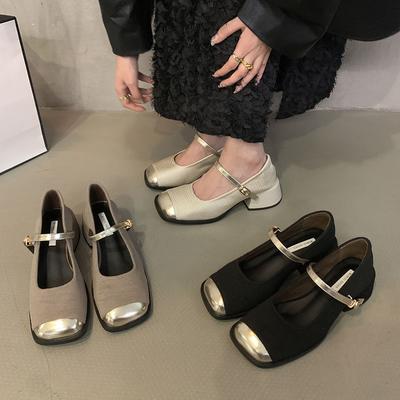 Весенние женские туфли-лодочки 2024 года, новые элегантные туфли на низком каблуке с мелкой пряжкой в британском стиле, женские туфли Мэри Джейн Zapatillas Mujer