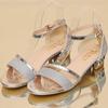 2022 Summer Bright Leather Sandals Low Heel Open Toe Strap Size 43 Women's Korean Style.
