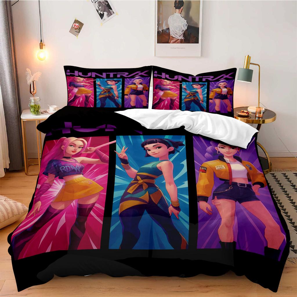Постельное белье K-Pop Demon Hunters для фанатов, детей, машинная стирка, прочное, размеры кинг, квин, твин для K-pop девушек, домашний декор для спальни
