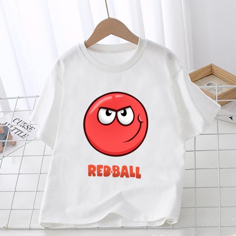 Забавная детская футболка с красным шариком и принтом 1–12 лет, летние топы для девочек, одежда для маленьких мальчиков, милая детская футболка с короткими рукавами с мультяшным рисунком