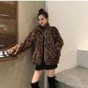 Осень и зима новая хлопковая утолщенная куртка с леопардовым принтом свободное ретро плюшевое пальто женское пушистое пальто тренд