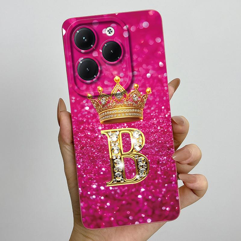 Чехол для Infinix Hot 40 Pro 40i Корона Буква Funda Мягкая Жидкая Силиконовая Задняя Крышка Для Infinix Hot40 Hot40i 40Pro Бампер Оболочка
