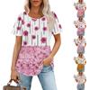 Женская модная повседневная плиссированная футболка с короткими рукавами и круглым вырезом с принтом