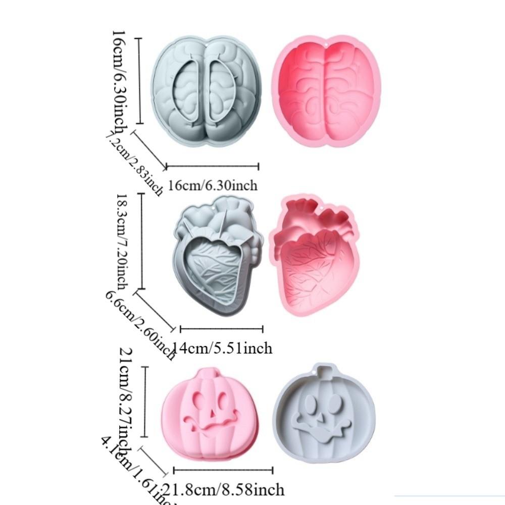 Антипригарная форма для торта в форме сердца, тыквенная силиконовая форма для выпечки на Хэллоуин, форма для десерта в виде мозга, кондитерская