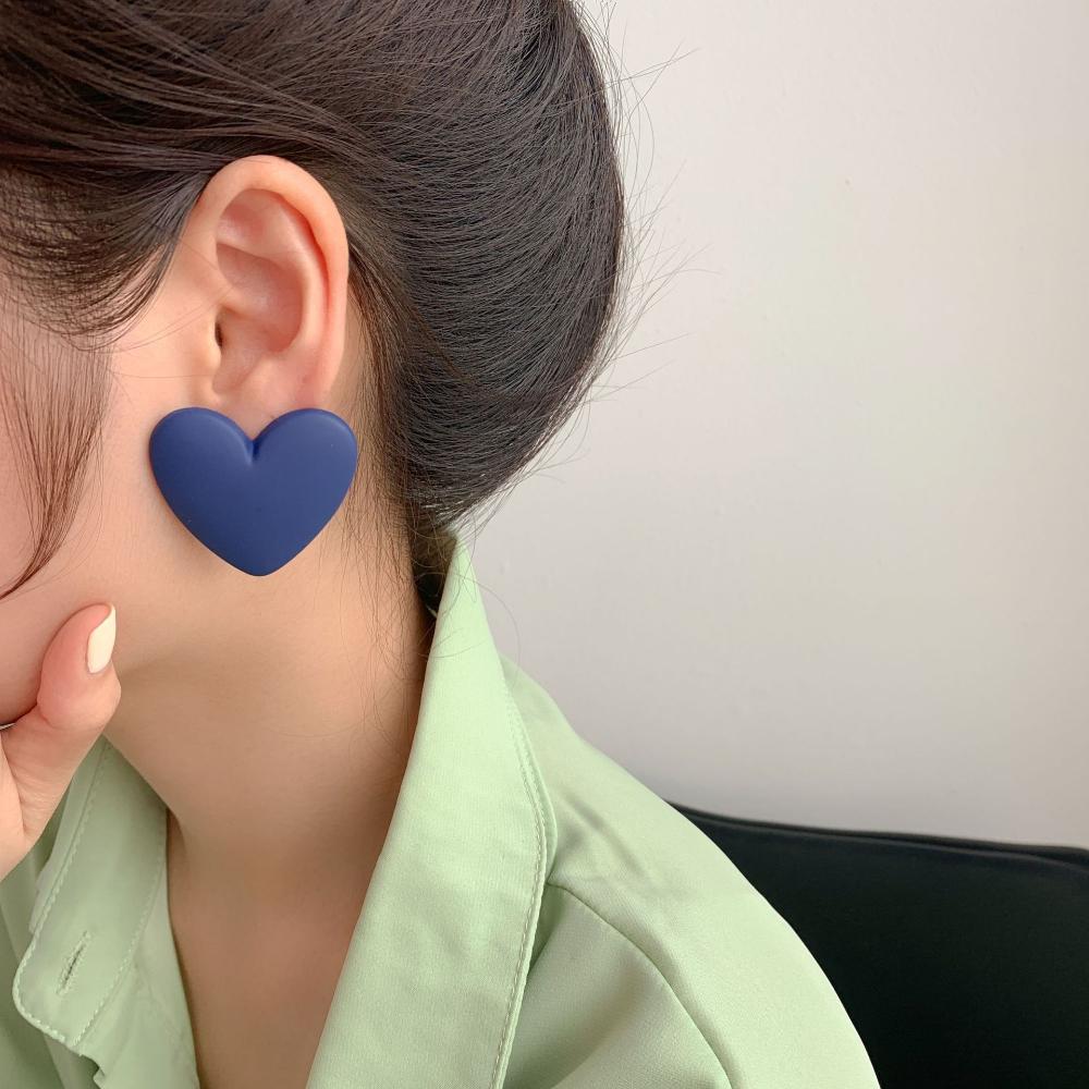 Fashion Creative Trendy Temperament Acrylic Vintage Heart Stud Earring 925 Sterling Silver