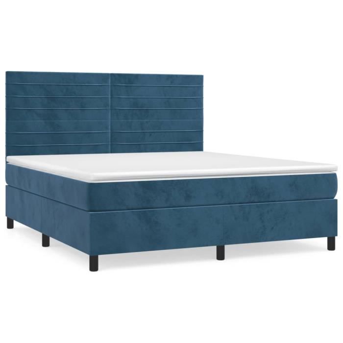 3143101 vidaXL Divan Bed and Mattress Dark Blue 180x200cm Velvet