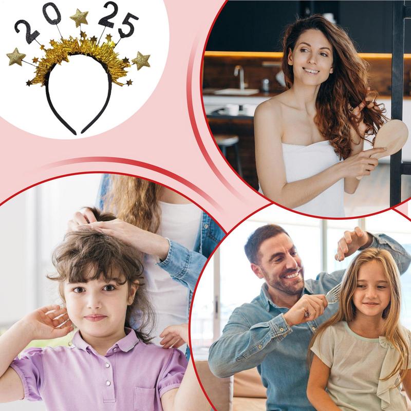 Украшение на Новый год 2025 г., блестящая повязка на голову с золотыми и серебряными звездами и пайетками, реквизит для фотосессии в канун Нового года, рождественская новогодняя вечеринка