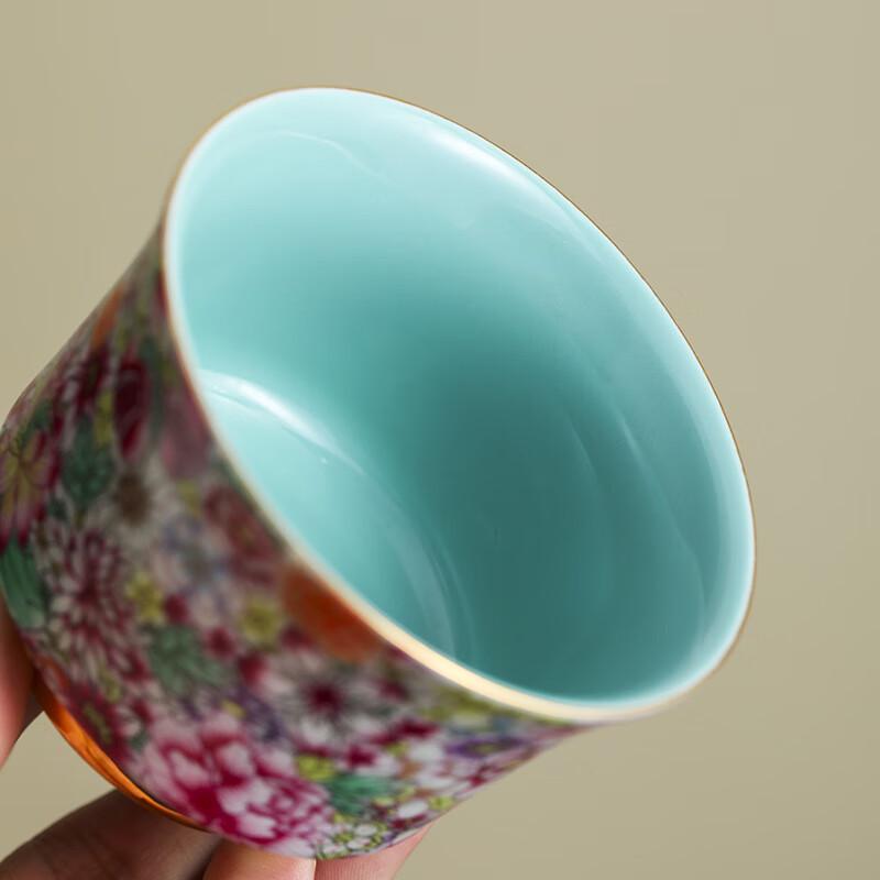 Chaxun Floral Gold-Traced Enamel Ceramic Master Tea Cup
