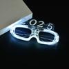 Light Up 2025 Happy New Year Glow Glasses New Year Party Glasses  Masquerade Party