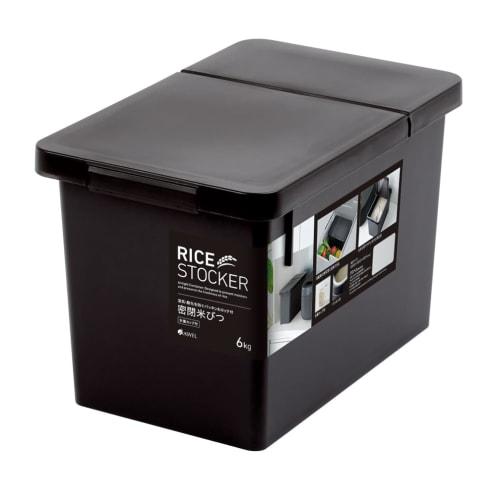 Asvel S-sealed Rice Container, 6kg, with Gasket and Lock, Simple, Stylish Interior Design, Black