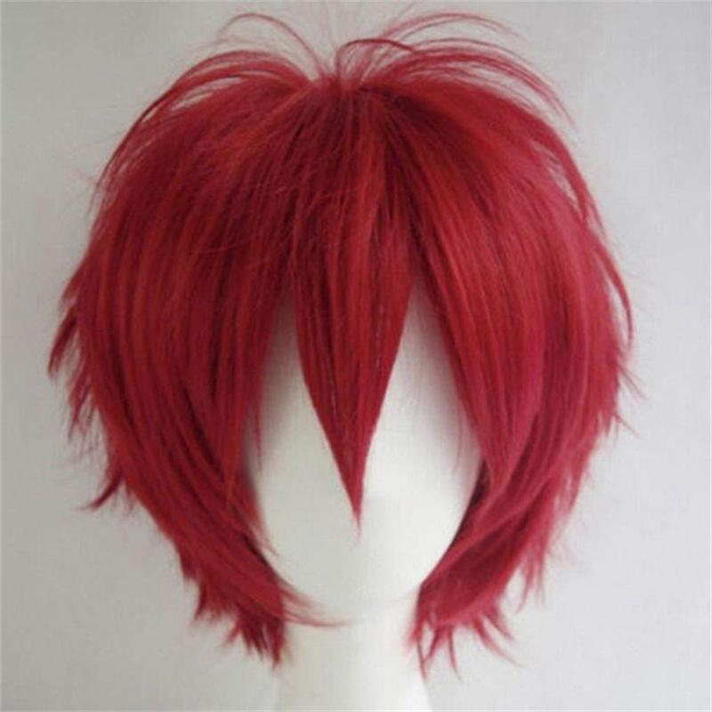 30cm Short Straight Cosplay Wig Anime Tilt Up Compatible Universal Omnipotent Heat Resistant Synthetic Hair Wigs + Wig Cap