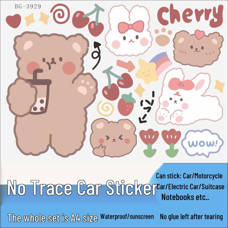 Cookie Bear Electric Car Sticker - Waterproof Scratch Cover for Aima, Sunny, Luna, Yade