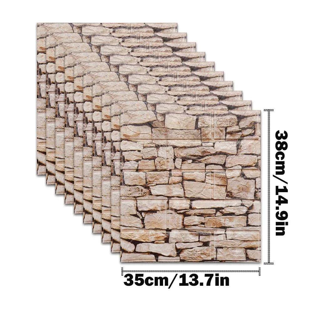 10 шт. Самоклеящийся декор 3D Пенопластовые наклейки на стену Панель Комната Водонепроницаемые отклеивающиеся Кирпичные обои для внутренней отделки