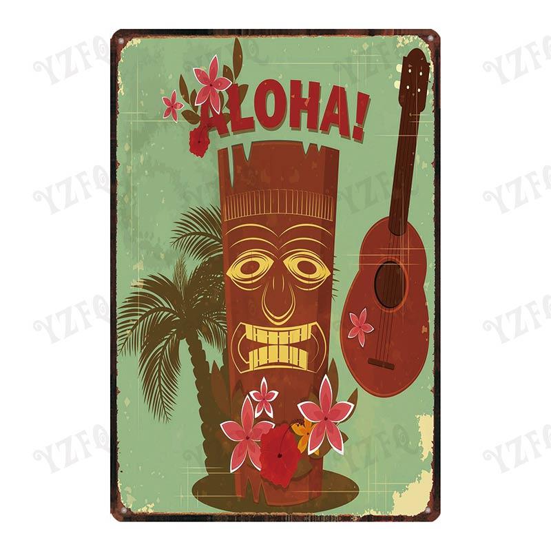 Aloha  Vintage Tin Sign Metal Plates For Wall Art Retro Home Living Room Decor Poster 30X20CM DU-4007A