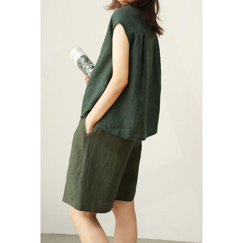 1116 cotton and linen sleeveless shirt shoulder-length and thin summer style, women's clothing