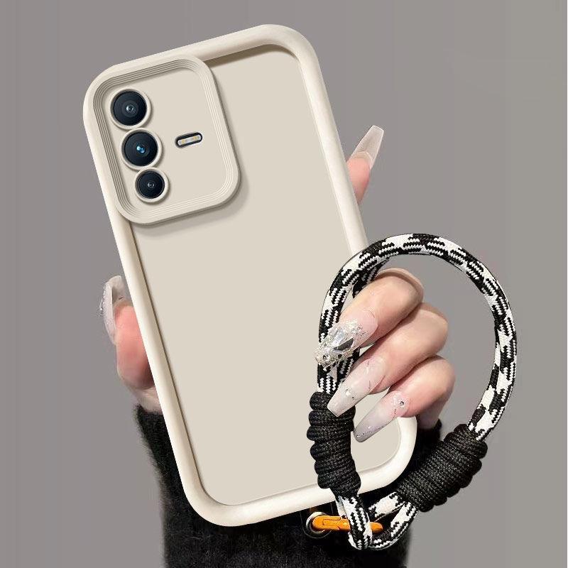 For Vivo V23 Pro Case vivo v23 Pro 5G Phone Case Weaving lanyard Matte Back Cover Skin Feel Protection Shockproof case