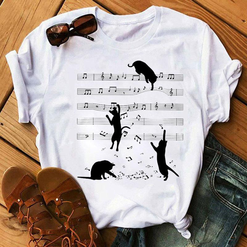 Футболка с принтом Music Note Heart, модная женская футболка 90-х годов, женские топы для девочек, милые футболки с короткими рукавами, женская футболка, одежда