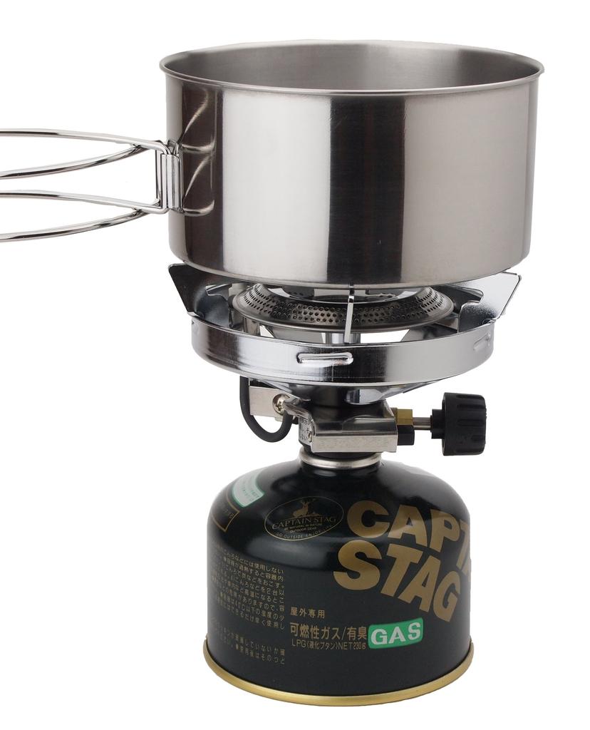 Captain Stag Camping Small Gas Burner Stove Piezoelectric Ignition Cooker Set with Bag M-7903