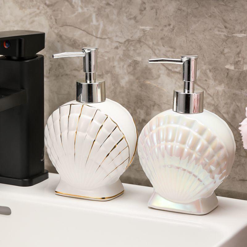 Бутылка с эмульсией в виде ракушки, керамический дозатор для мыла, контейнер с золотой каймой, аксессуары для ванной комнаты, гостиничный шампунь, контейнер для снятия макияжа