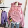 Women's 2025 Autumn/Winter Korean-Style Loose Fit Hoodie with Trendy Letter Print and Plus Velvet.