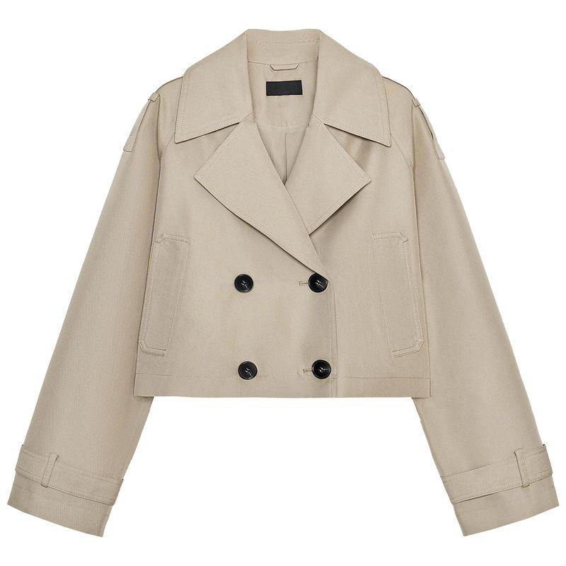 Zaprha 2025 Autumn New British Style Double Breasted Lapel Double Placket Short Trench coat Outerwear 3046259