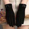Korean Style Bow Keep Warm Velvet Gloves for Women Velvet Windproof Riding Gloves Elastic and Soft Elegant Touch Screen Gloves