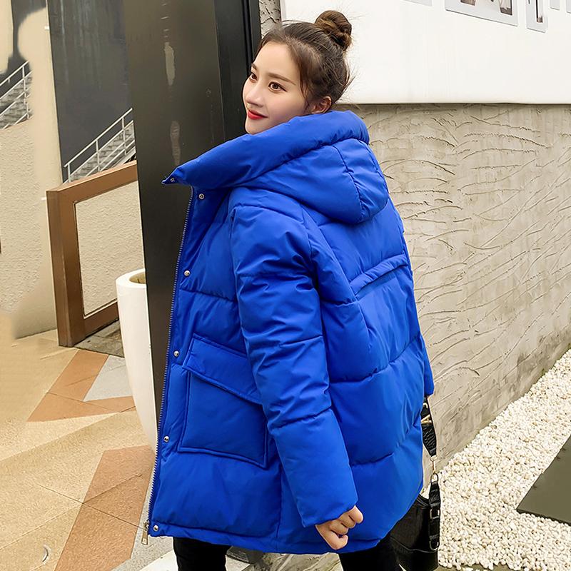 Autumn Winter Thicken Warm Parka Women Casual Sweety Solid Color Big Pocket Loose Short Hooded Coat Jackets Outwear