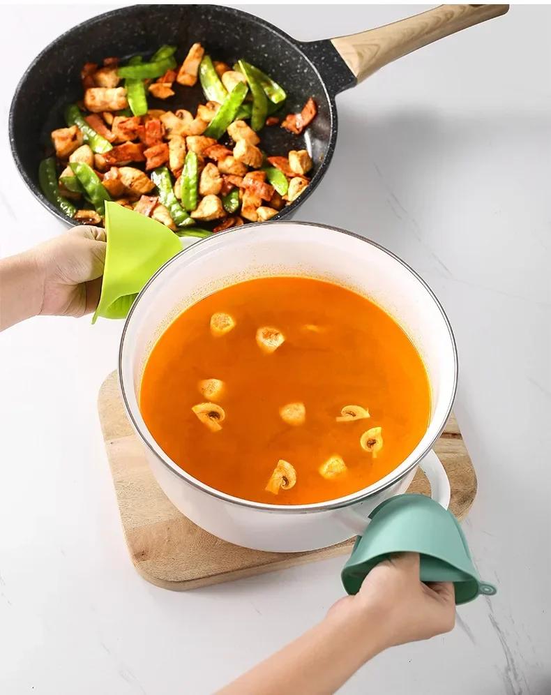 1 шт. Силиконовые прихватки термостойкие, прихватки для кухни, готовки и выпечки, защитные накладки для пальцев для кастрюли, аэрофритюрницы