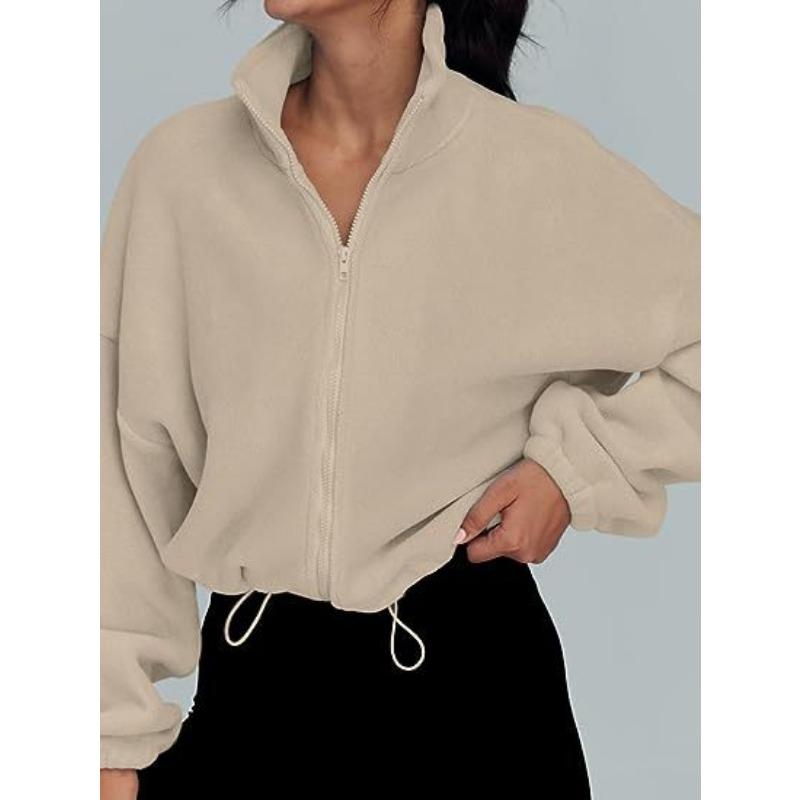 Женская одежда Европейская американская популярная толстовка из полар-флиса Спортивная куртка Стойка воротник Плюс бархат Куртка на молнии Толстовки