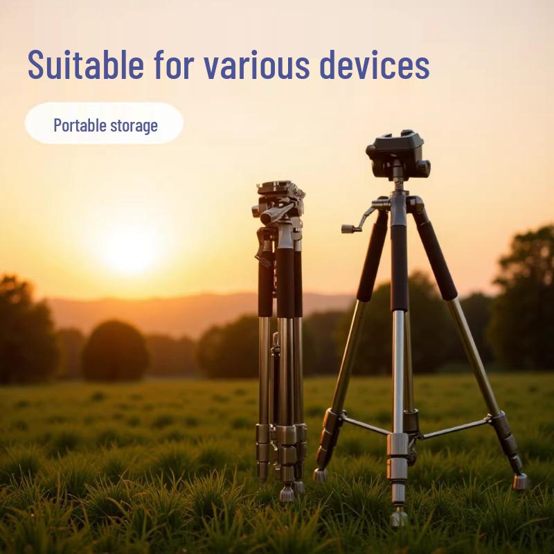 Portable Universal Tripod for Cameras and Phones: Ideal for Photography, Live Streaming, and Outdoor Use.
