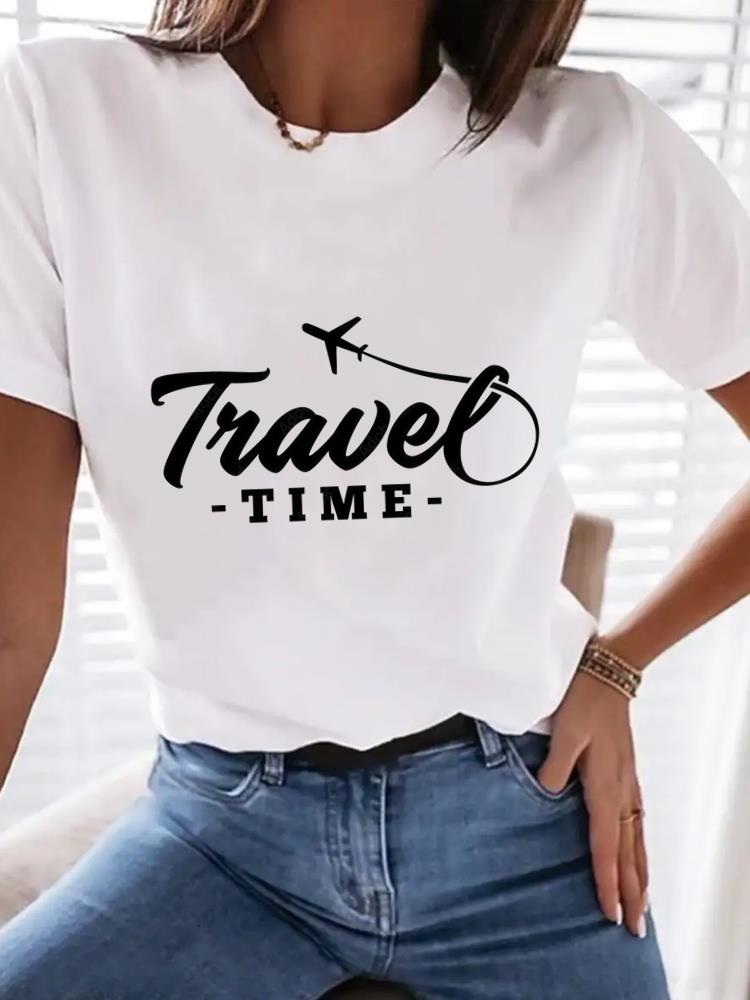 (Азиатский размер) письмо любовь тренд милый Женская одежда Футболка Женский топ Мода Женский Короткий рукав Графические футболки Принт Футболка