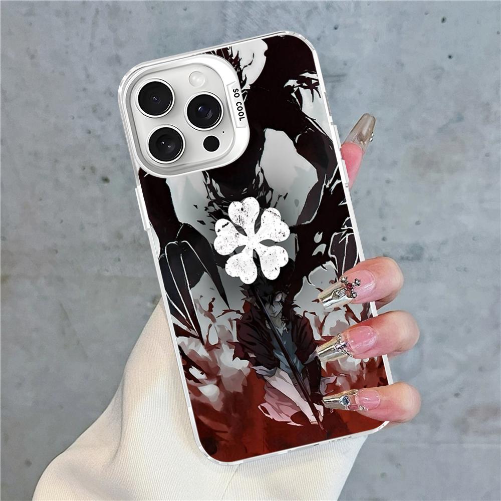 Чехол для телефона Черный клевер Для IPhone 16 15 14 13 12 11 Pro Max X XR XSMAX 8 7 Plus Матовый противоударный задний чехол