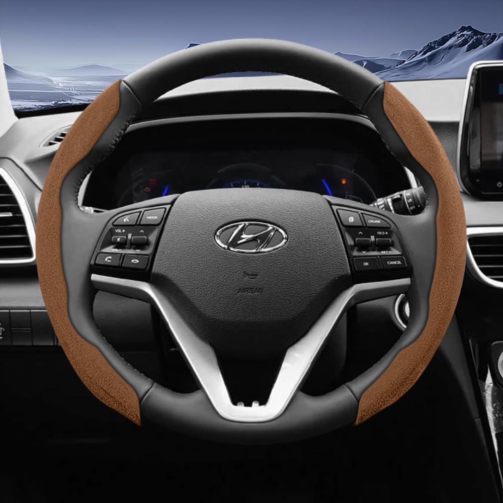 EEJQ9 Suitable for Hyundai Sport Suede Steering Wheel Cover with Split Snap-On Design for Tucson Elantra Avante I30 Sedan Alcazar Grand Creta I10 