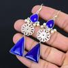 Sisters Day Deal Blue Sapphire Stone Sterling Silver Dangle Birthday Earrings