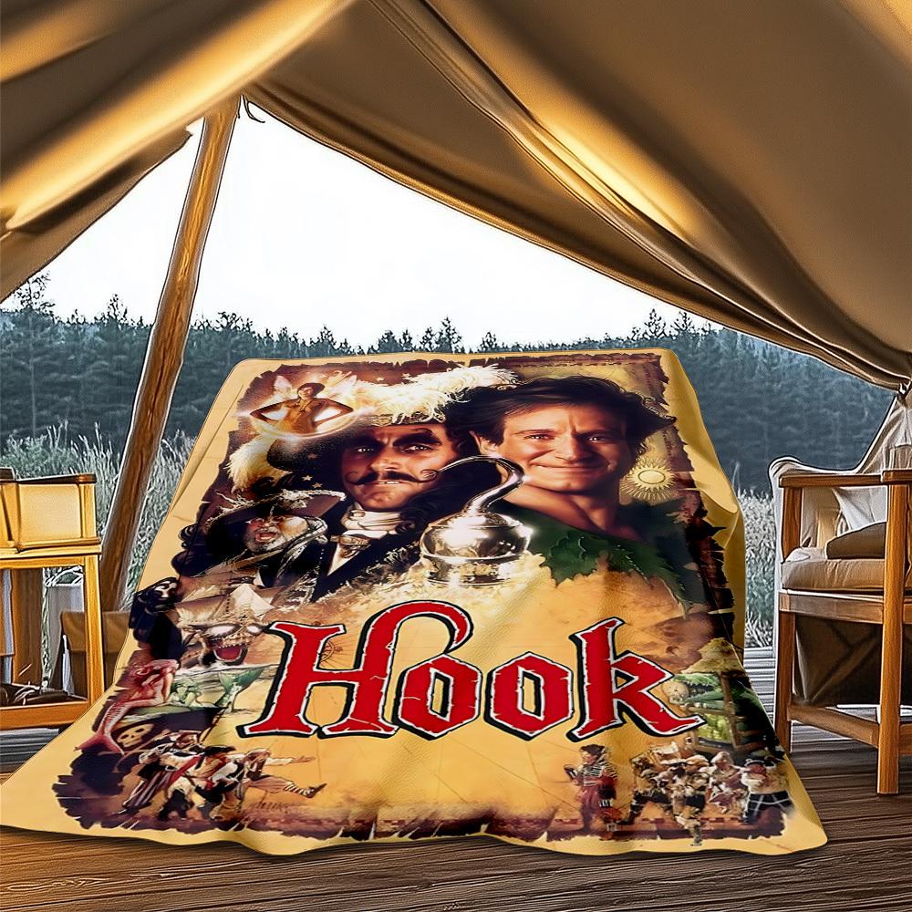1pc Hook Movie Poster Outdoor Flannel Blanket Gift For Boys Girls Adults, Family Friends