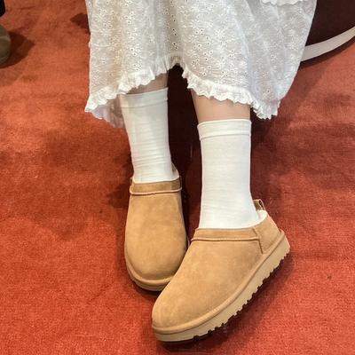 2025 новые зимние женские сноубутсы с цельным мехом, универсальные, на одной педали, ленивые туфли, хлопковые туфли, повседневные, со звездой