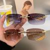 New Leopard Head Frameless Sunglasses Small Frame Women'S Premium Sunglasses Personalized Uv400 Shades Driving Eyewear