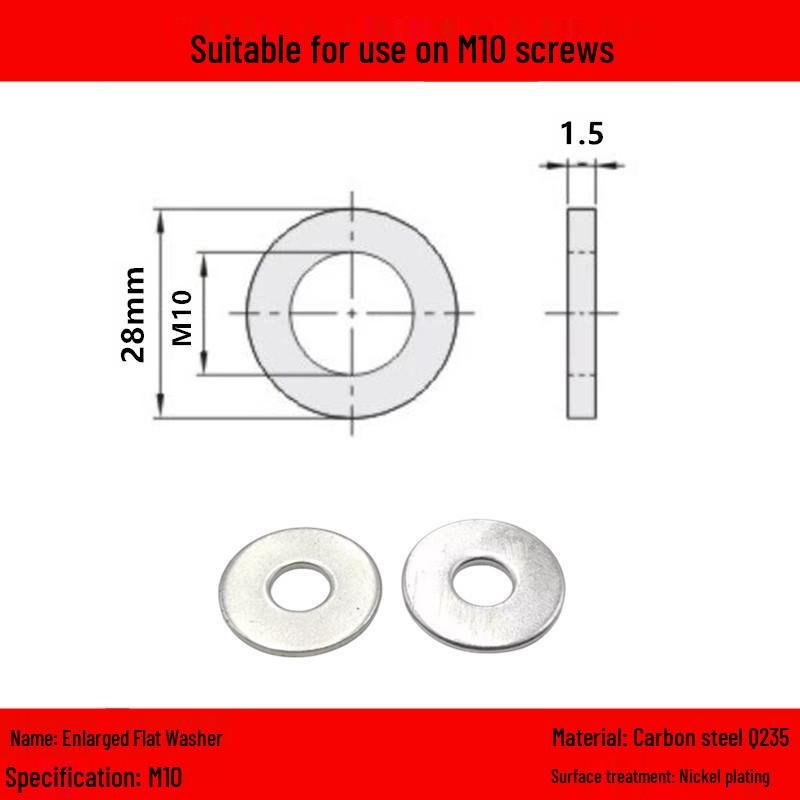 Galvanized/Stainless Steel Flat Washer Spacer - Sizes: M3, M4, M5, M6, M8, M10, M12