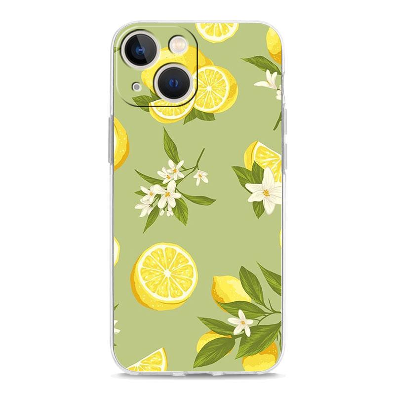 Фруктовый лимонный чехол для телефона For iPhone 11 Чехлы iPhone 15 12 13 14 16 Pro Max X XR XS 14 15 Plus 16Pro iPhone16 Прозрачная крышка