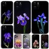 Ароматный чехол с ирисами для Apple iPhone 15,14,13,12,11,Pro,X,XS,Max,XR,Plus,Mini Мягкий черный чехол